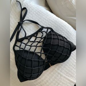 Shade & Shore Padded Net Bikini Top Black